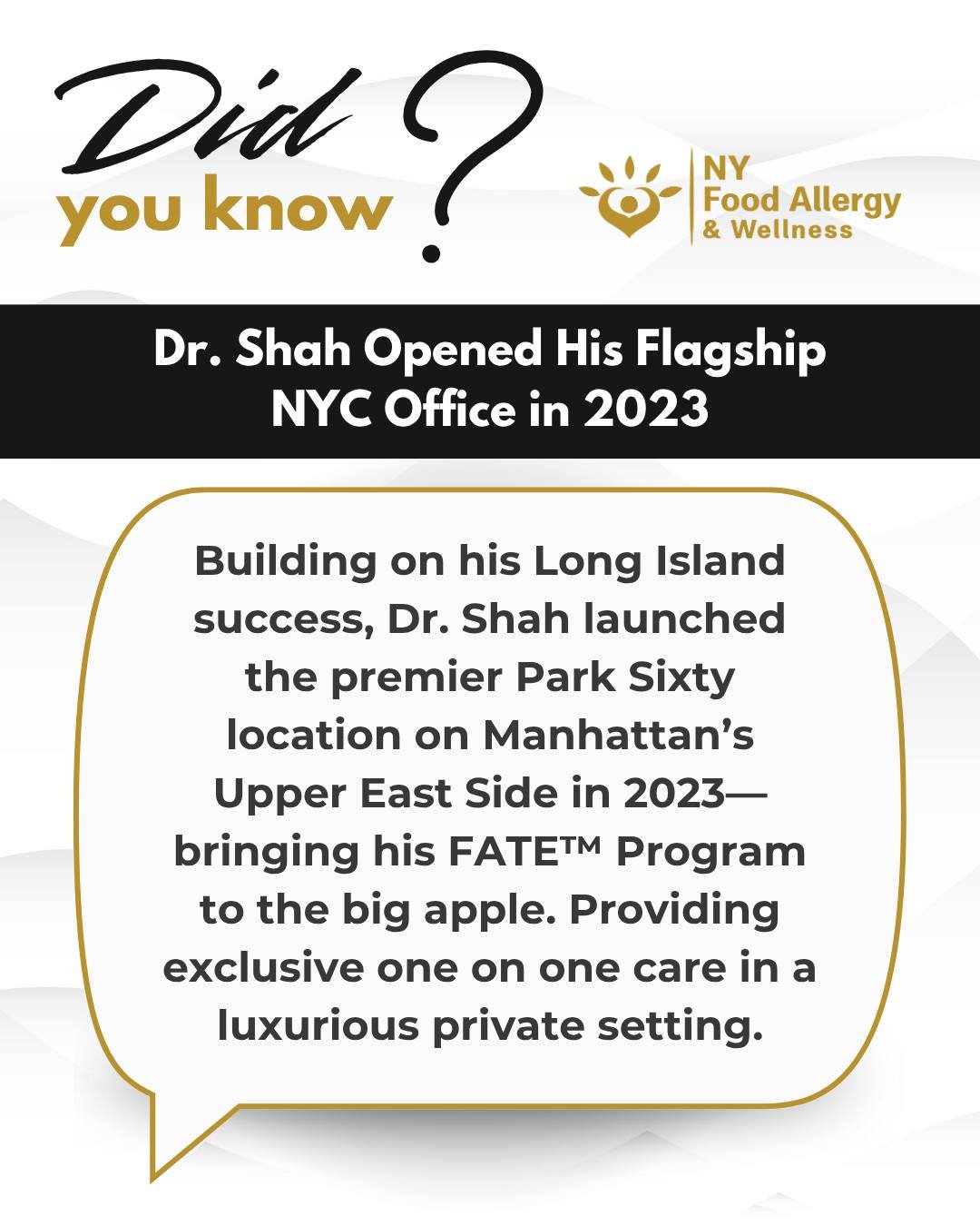 🌇 Did you know? In 2023, Dr. Shah launched his Park Sixty flagship location on the Upper East Side&mdash;bringing his FATE&trade; Program to the big city with exclusive 1-on-1 care in a luxurious, private setting. 🏙️

#OralFoodChallenge #FoodAllerg