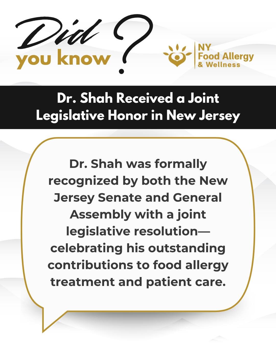 🏛️ Did you know? Dr. Shah was officially recognized by both the New Jersey Senate and General Assembly with a joint legislative resolution&mdash;honoring his exceptional impact on food allergy treatment and patient care. 👏

#OralFoodChallenge #Food